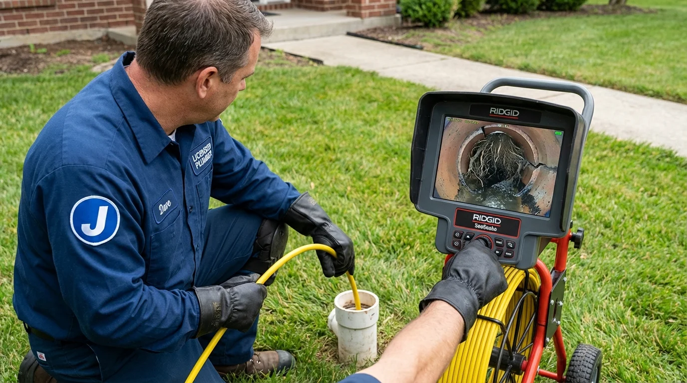 Sewer camera inspection being performed by Johns Plumbing LLC in Creighton