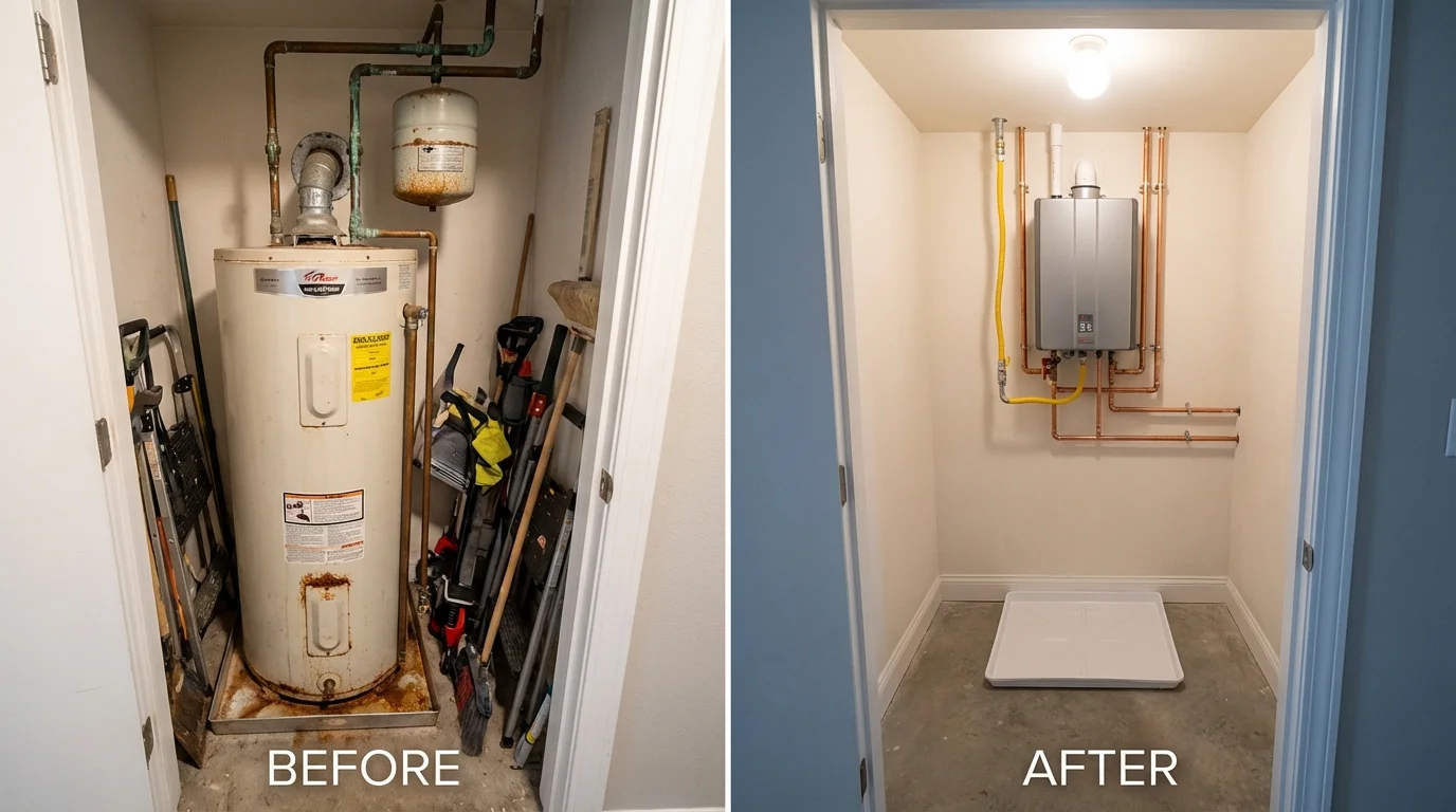 Tank water heater versus wall-mounted tankless unit comparison for Creighton, NE homeowners