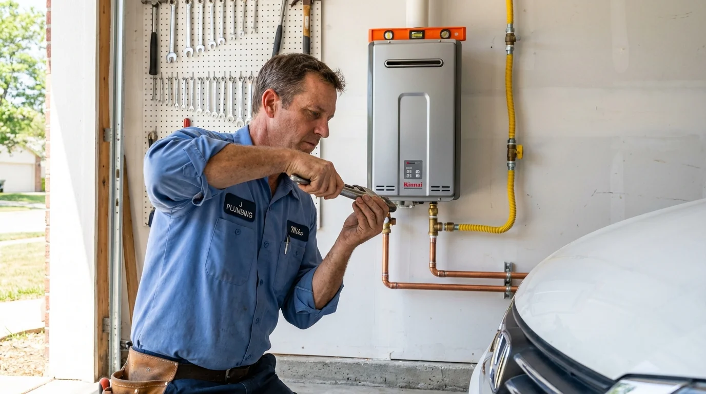 Tankless water heater installation by a Johns Plumbing LLC plumber in Creighton